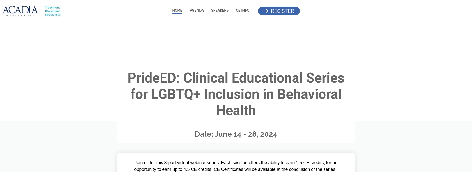 PrideED: Clinical Educational Series for LGBTQ+ Inclusion in Behavioral ...